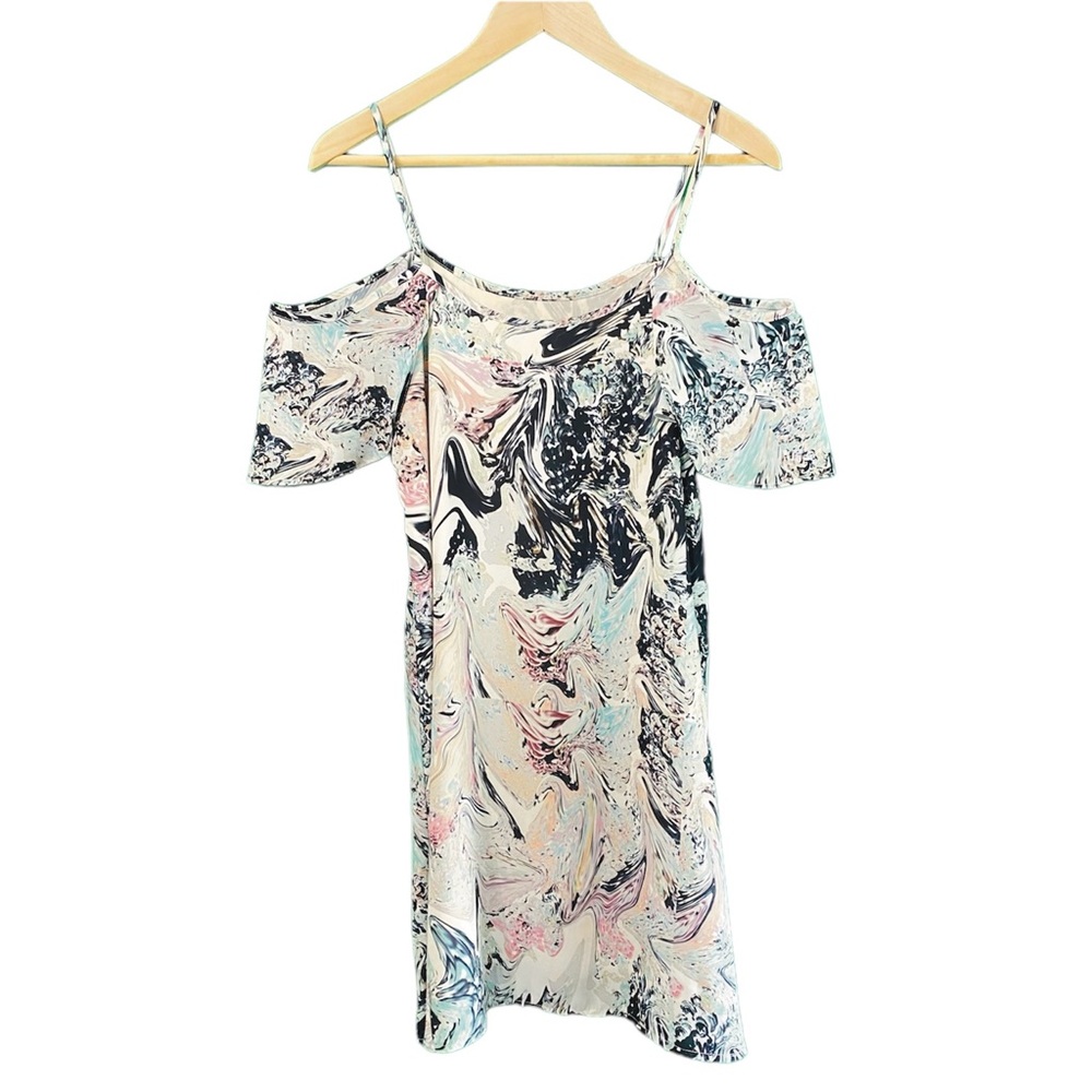 Mary & Mabel Marbled Spaghetti Strap Cold Shoulder Dress Medium